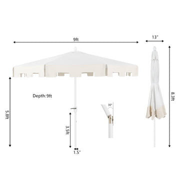 Baiona 9 ft. Classic MidCentury Market Patio Umbrella - JONATHAN Y